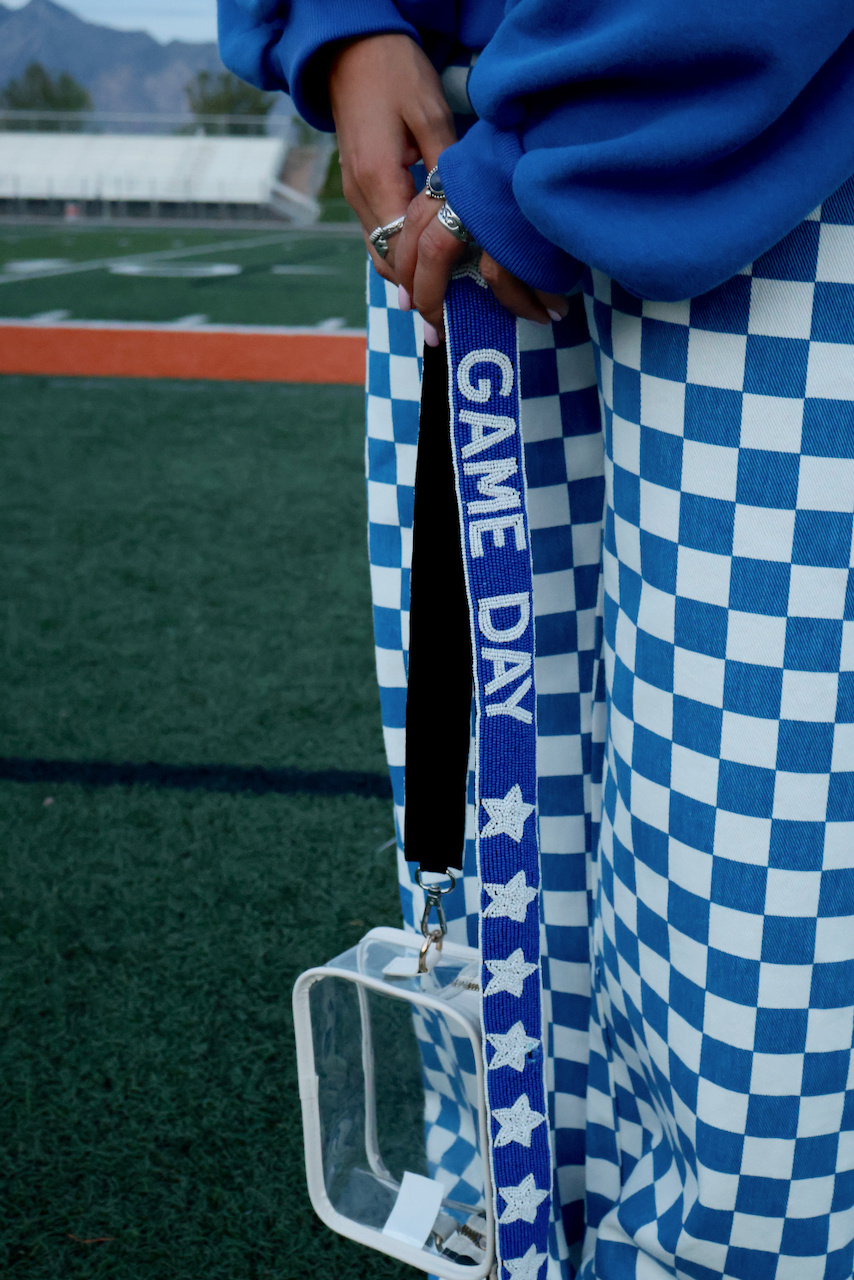 Game Day Beaded Strap in Royal and White