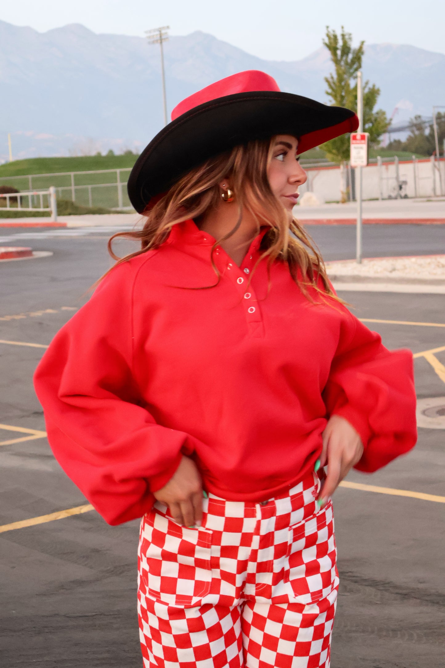 Snap Count Pullover in Red