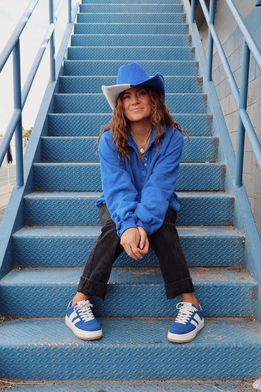 Snap Count Pullover in Royal