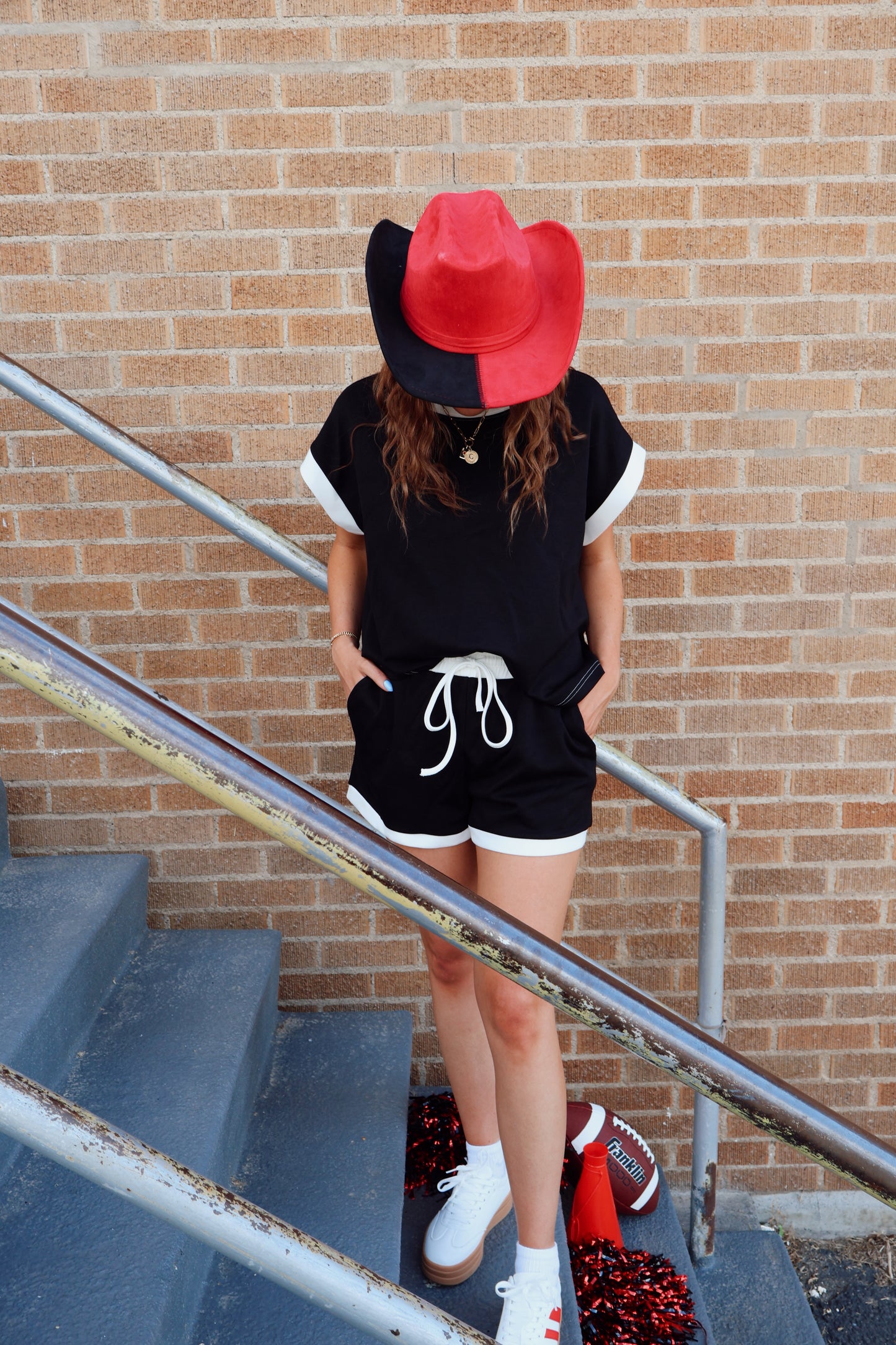 Halftime Hat in Red and Black