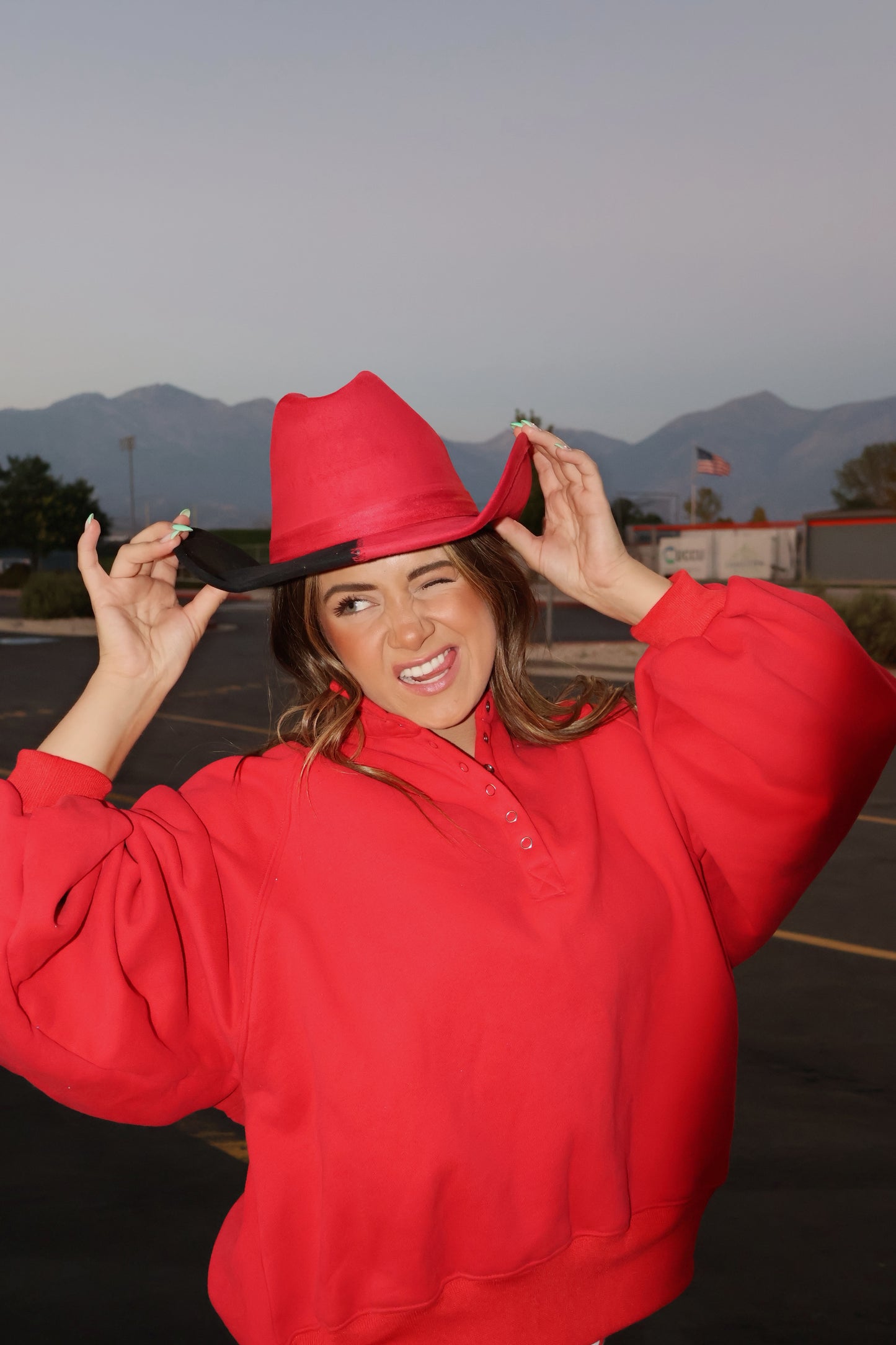 Halftime Hat in Red and Black