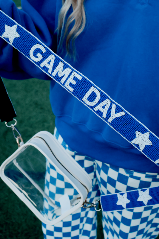 Game Day Beaded Strap in Royal and White